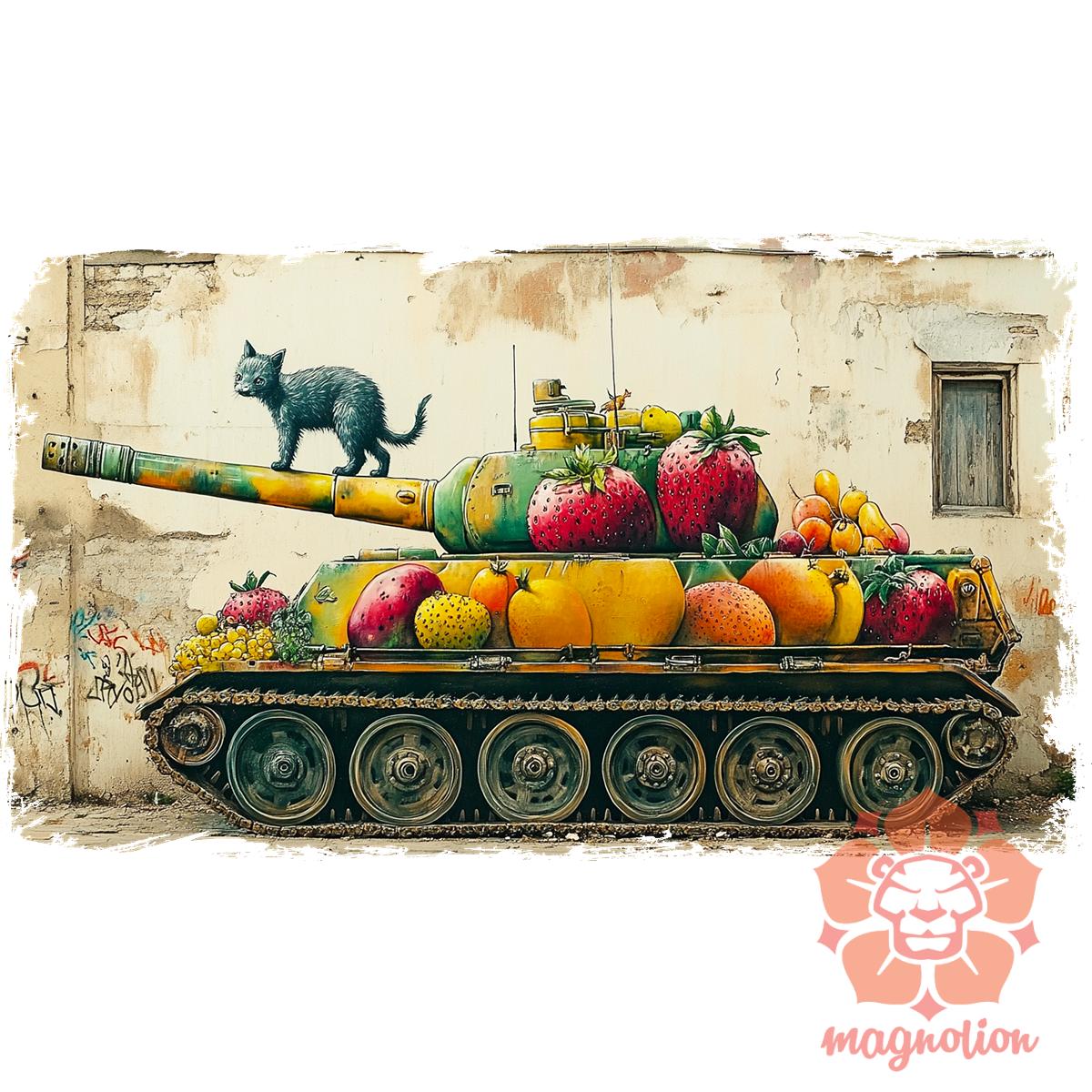 Tank és macska graffiti egyedi póló 