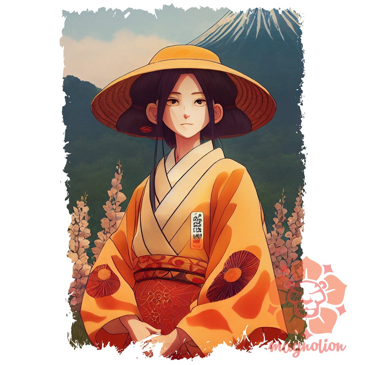 Japán lány kimonóban egyedi póló 