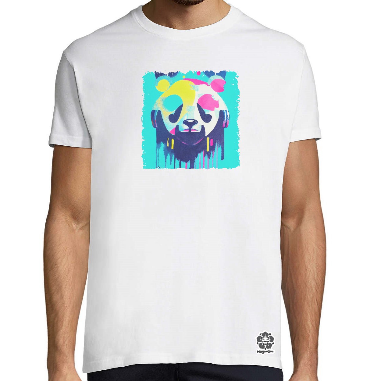 Minimalista durva tus rajz egy panda maszkról egyedi póló 
