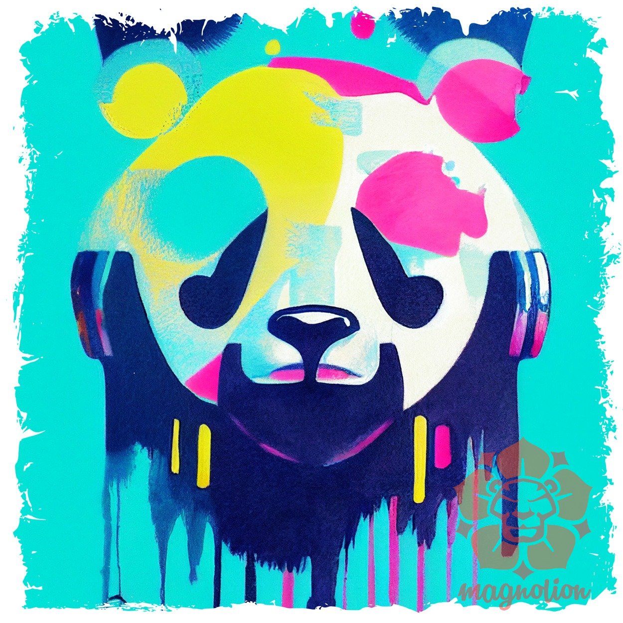 Minimalista durva tus rajz egy panda maszkról egyedi póló 