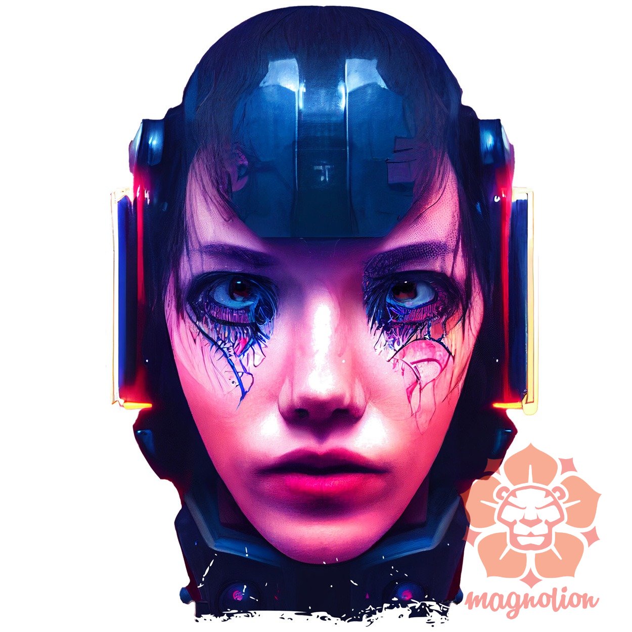 Neon cynerpunk nő egyedi póló 