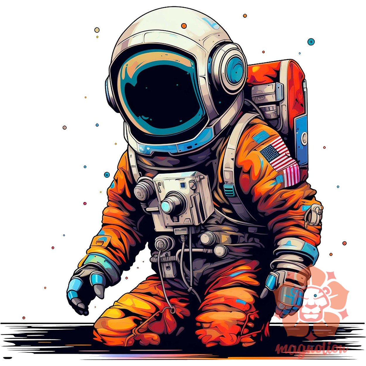 Pixelart asztronauta v4 egyedi póló 