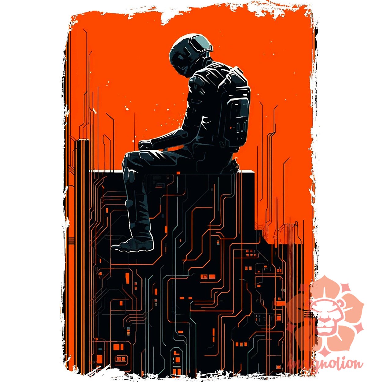 Mono vektor cyberpunk v7 egyedi  pulóver 