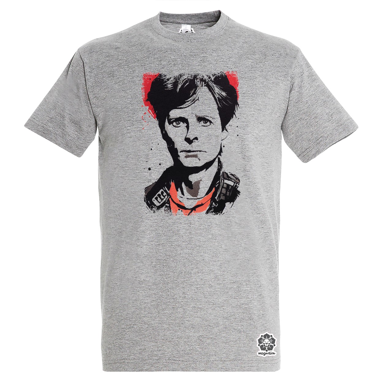 Fekete-piros Marty Mcfly rajz egyedi póló 