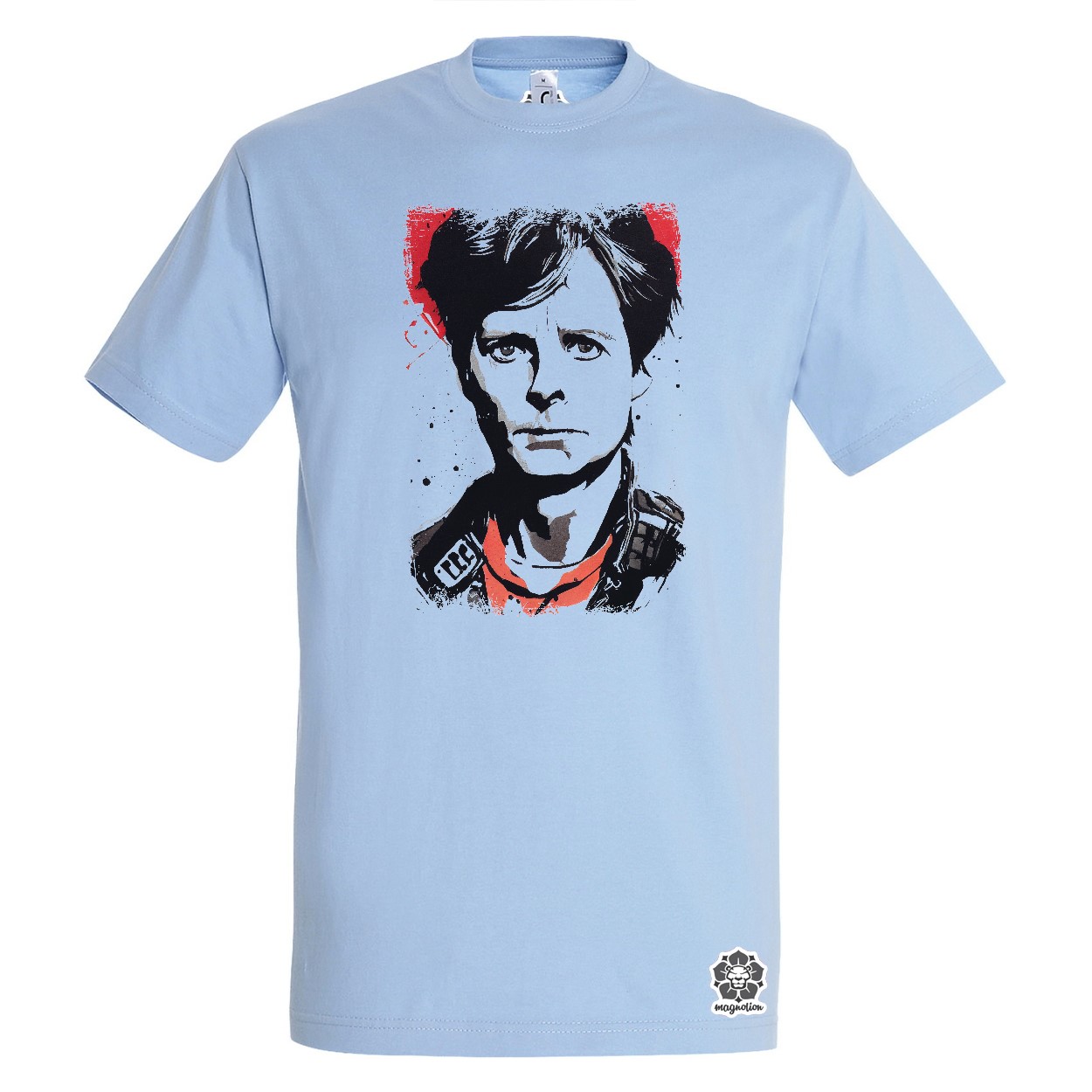 Fekete-piros Marty Mcfly rajz egyedi póló 