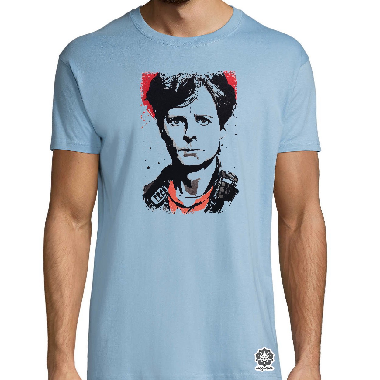 Fekete-piros Marty Mcfly rajz egyedi póló 