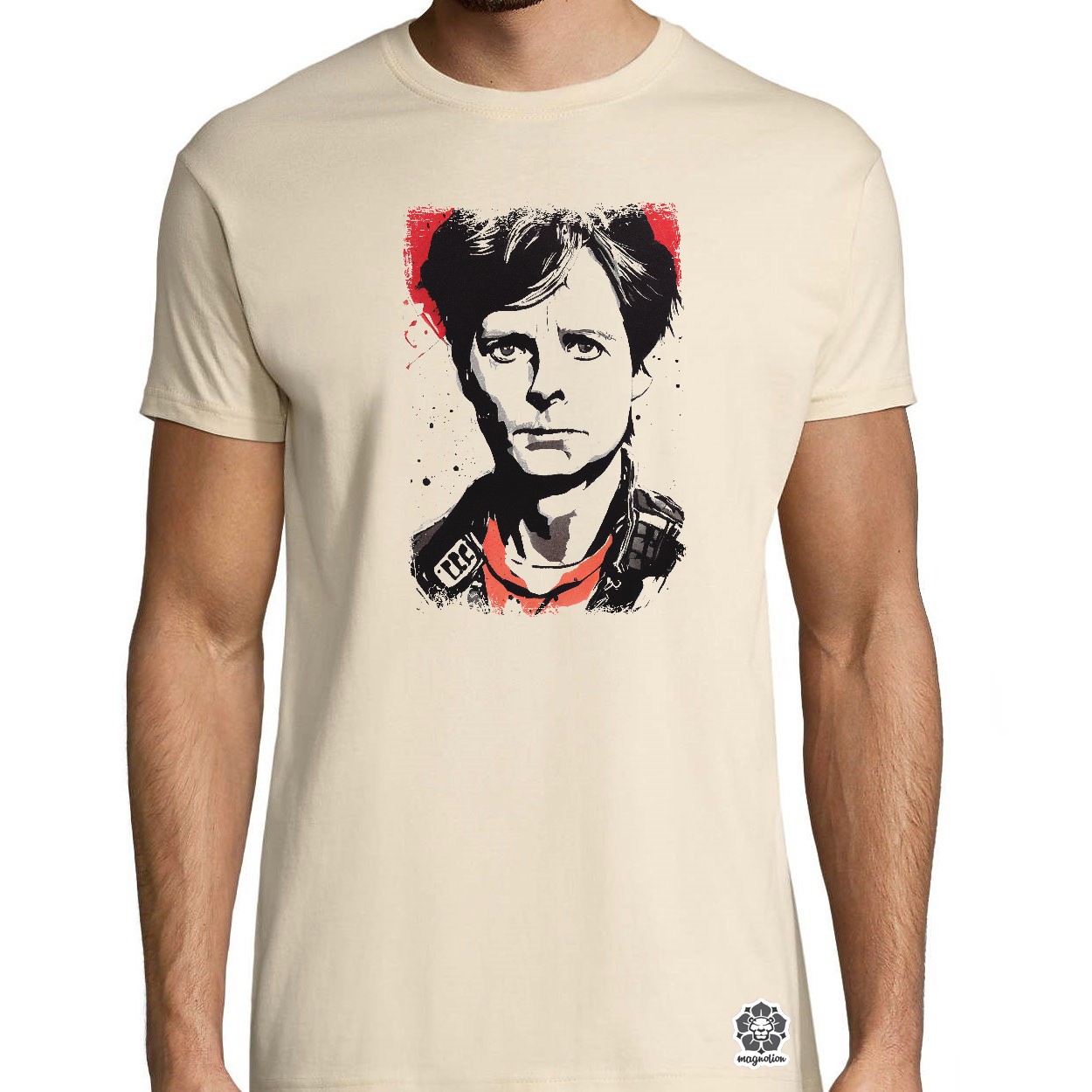 Fekete-piros Marty Mcfly rajz egyedi póló 