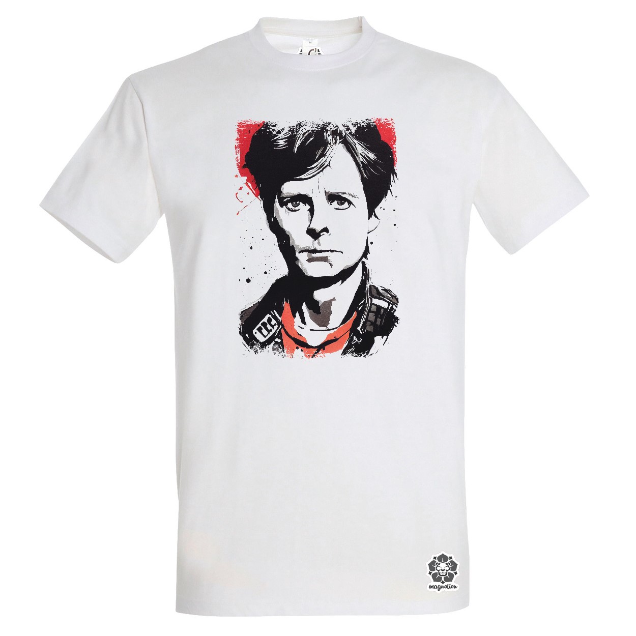 Fekete-piros Marty Mcfly rajz egyedi póló 