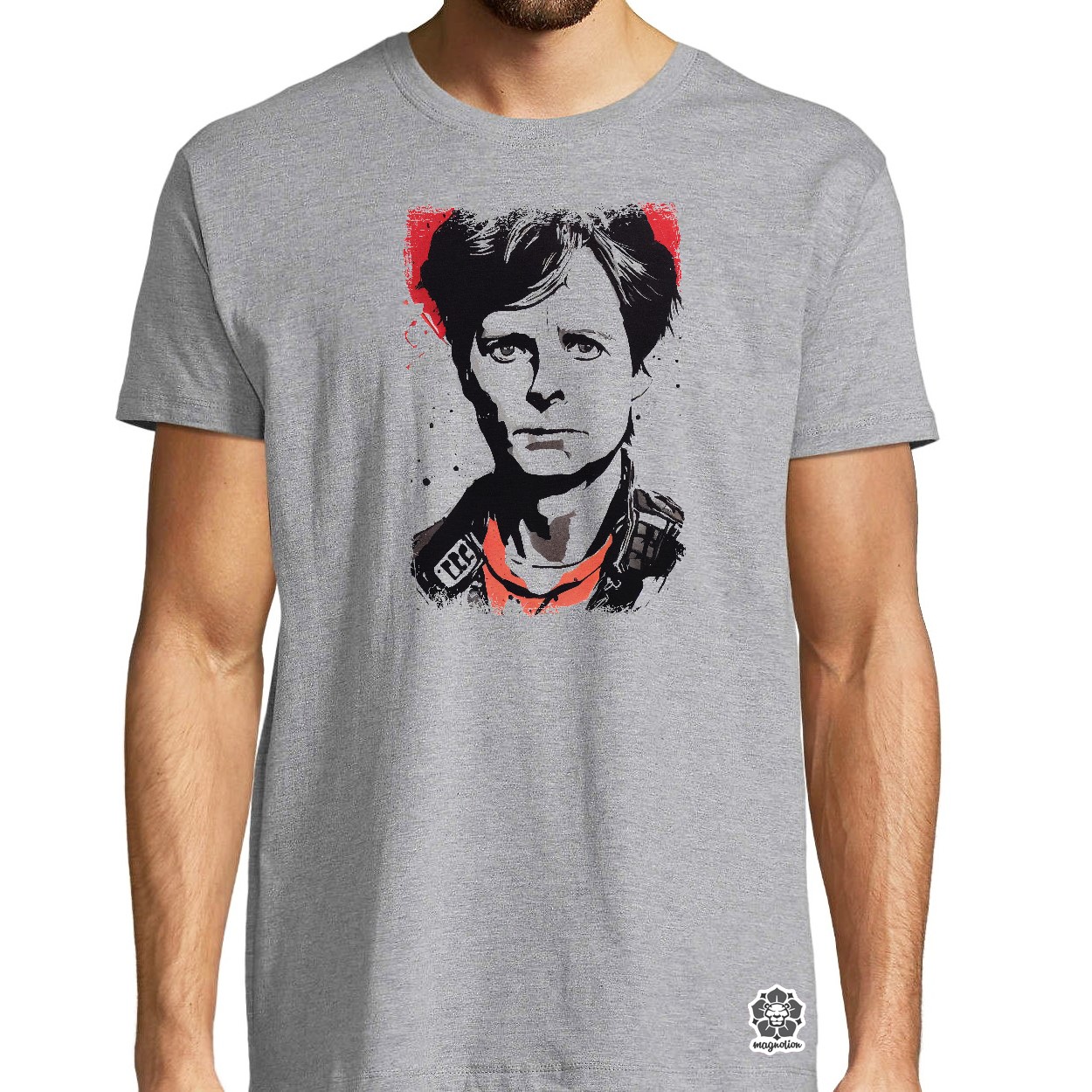 Fekete-piros Marty Mcfly rajz egyedi póló 