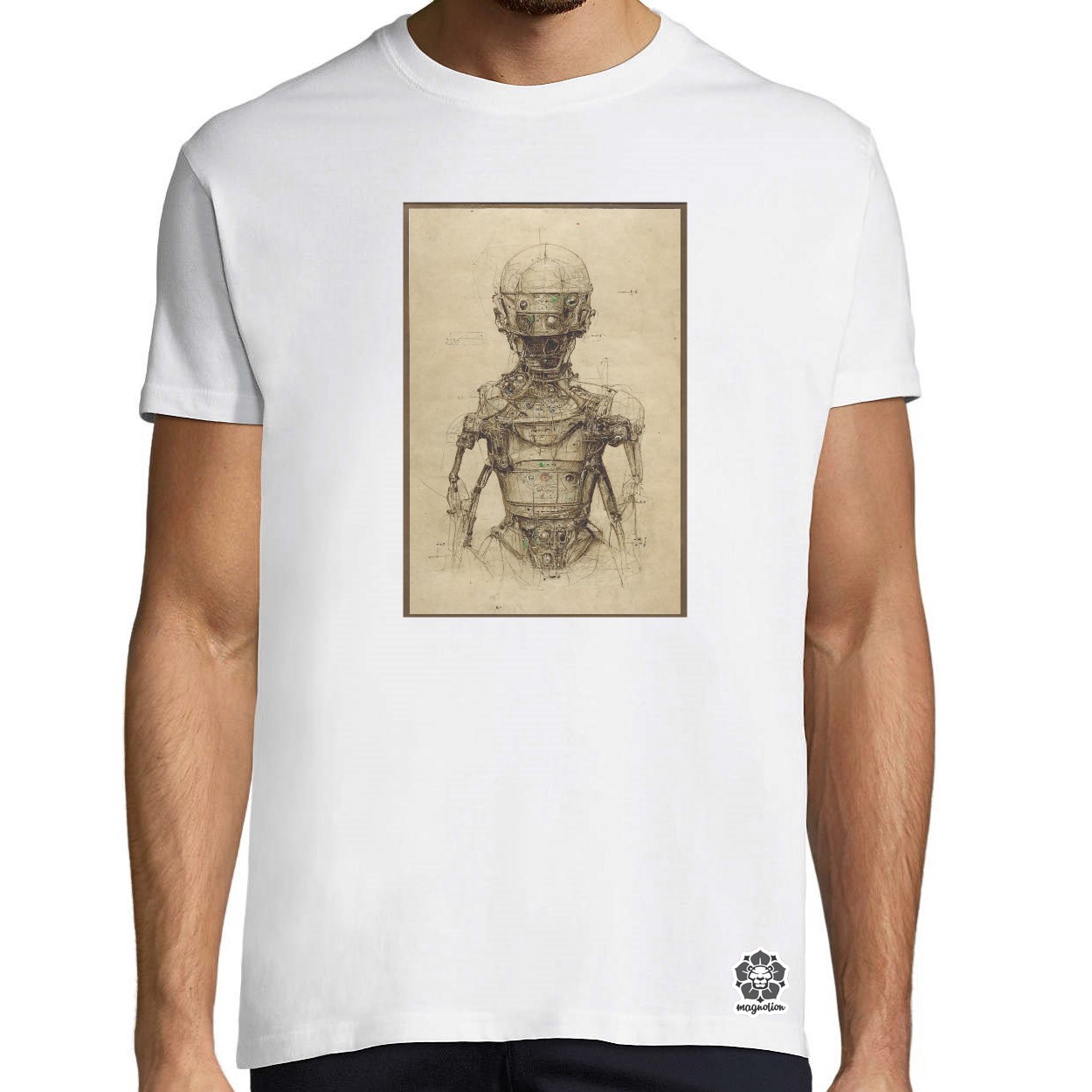 Műszaki vázlat da Vinci stílusban v2 egyedi póló 