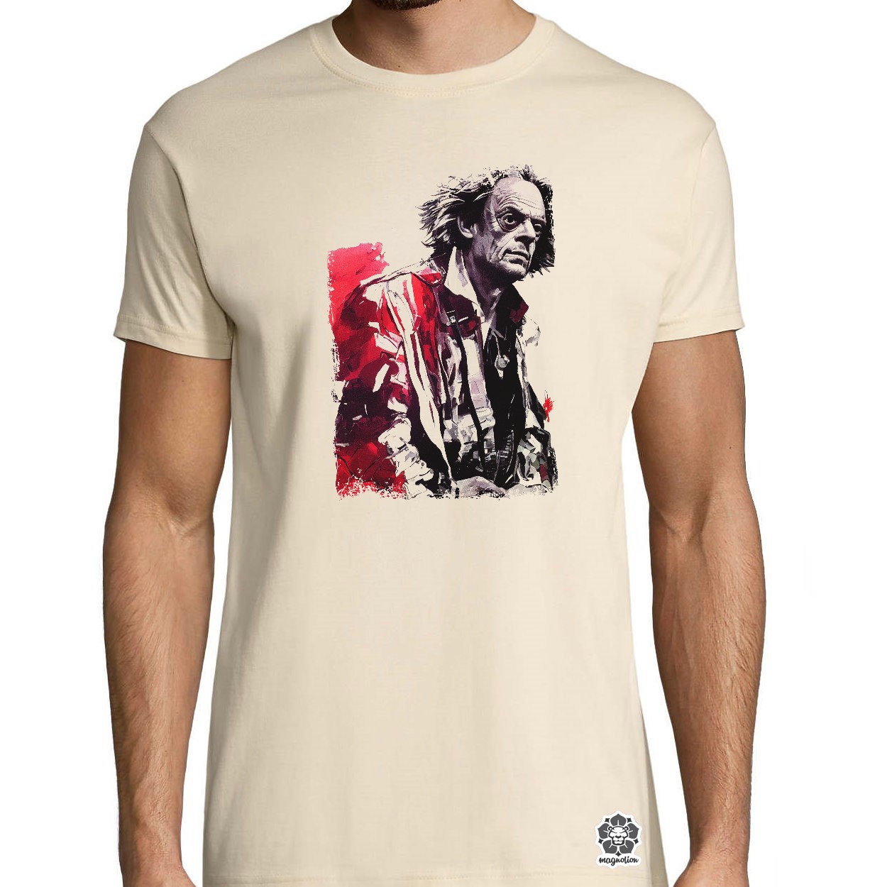 Fekete-piros Emmett doc Brown rajz egyedi póló 