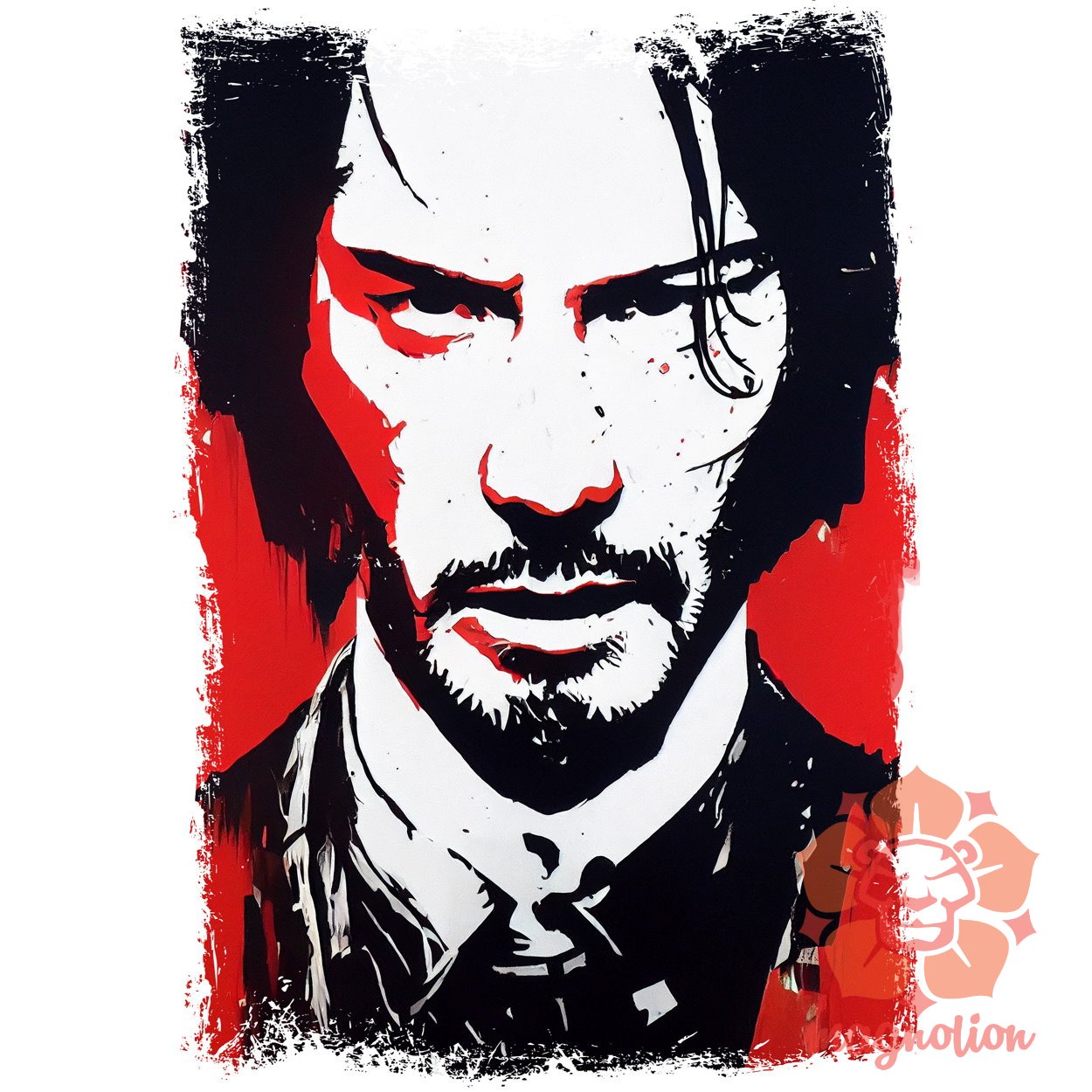 Fekete-piros John Wick rajz v1 egyedi póló 
