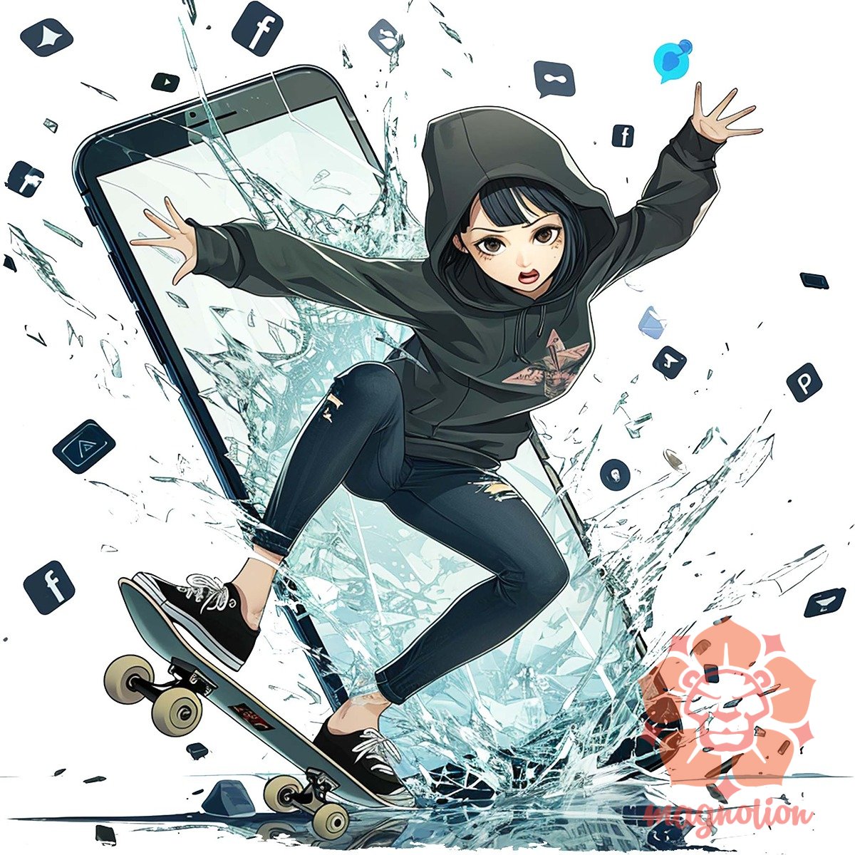 Influenszer chibi lány v4 egyedi póló 