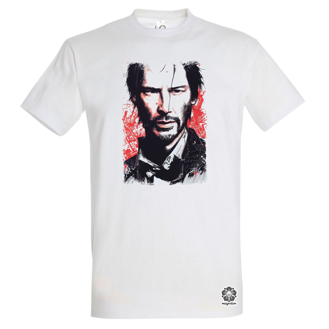 Fekete-piros John Wick rajz v2 egyedi póló 