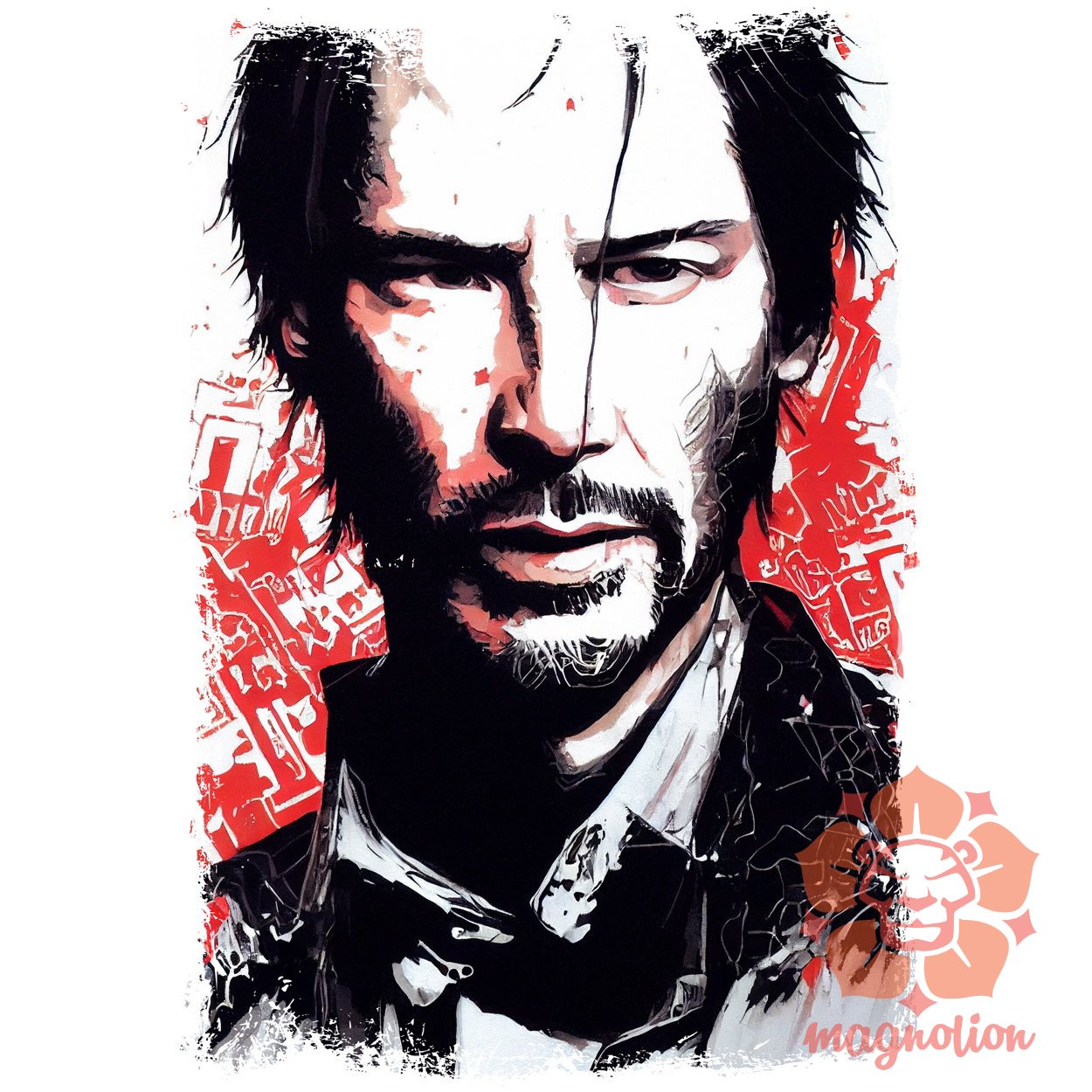 Fekete-piros John Wick rajz v2 egyedi póló 