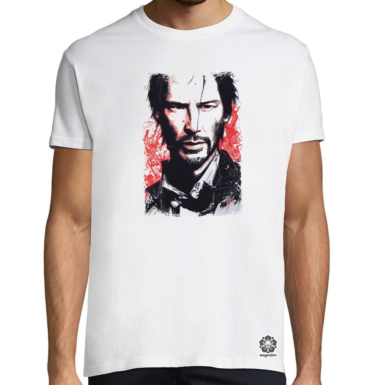 Fekete-piros John Wick rajz v2 egyedi póló 