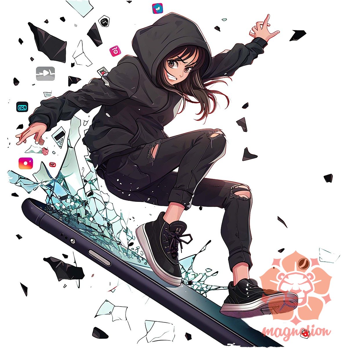 Influenszer chibi lány v5 egyedi  pulóver 
