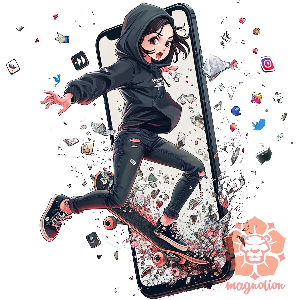 Influenszer chibi lány v7 egyedi  pulóver 