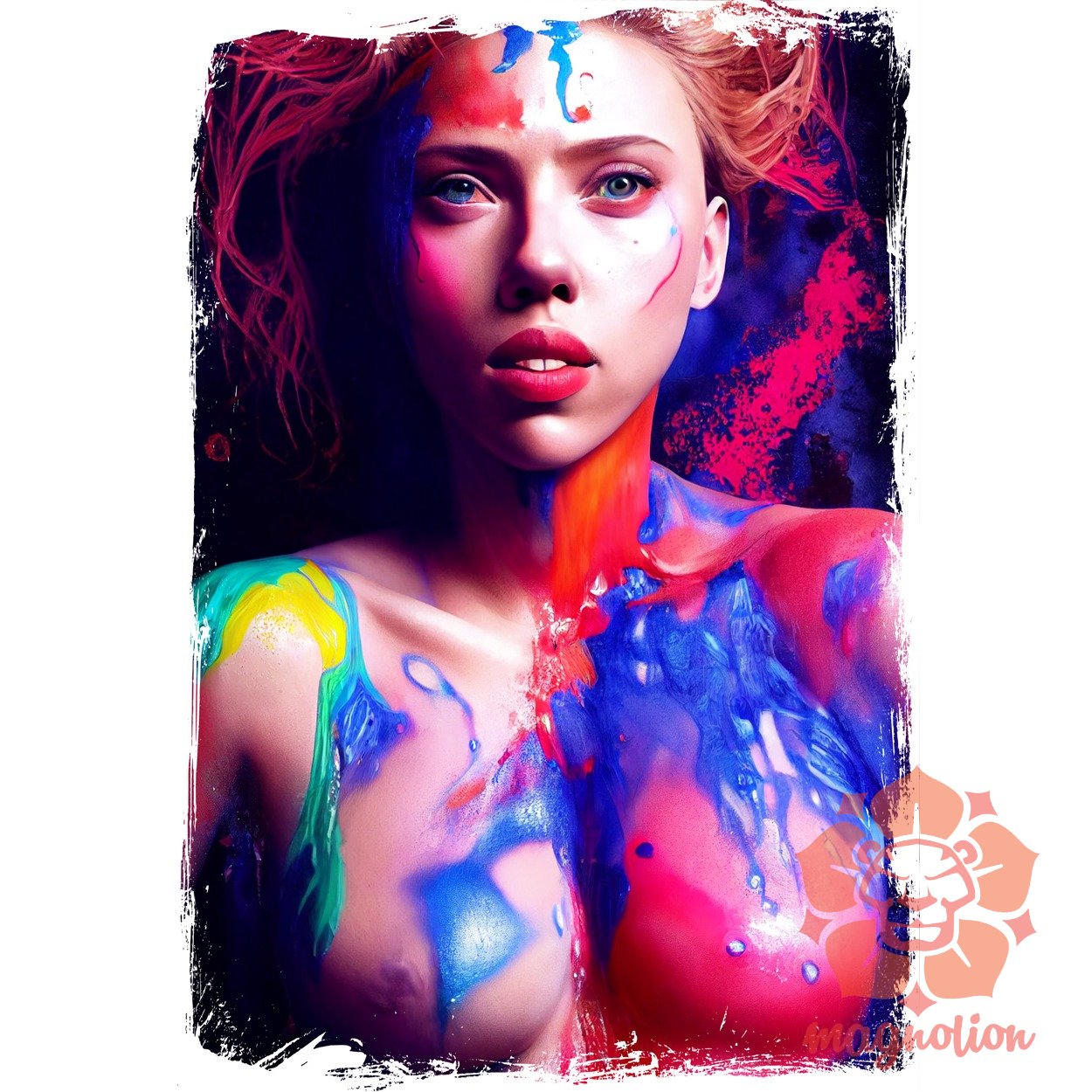 Folyékony színű bevonattal Scarlett Johansson egyedi póló 