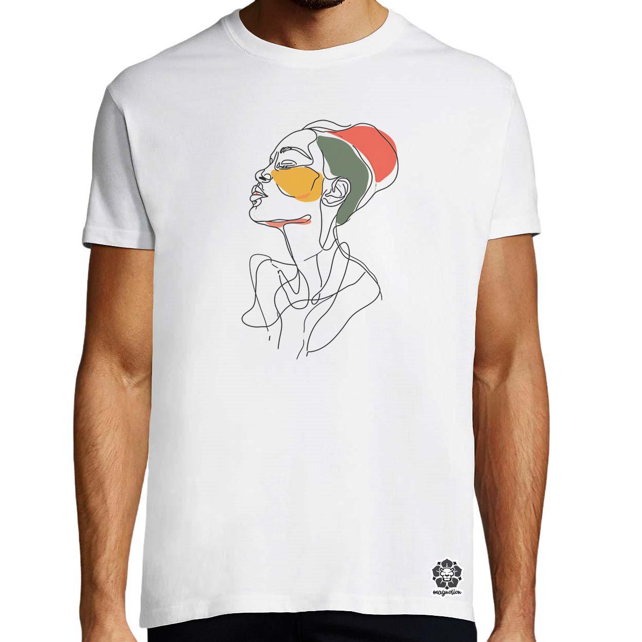 Afro nő rajz portré v3 egyedi póló 