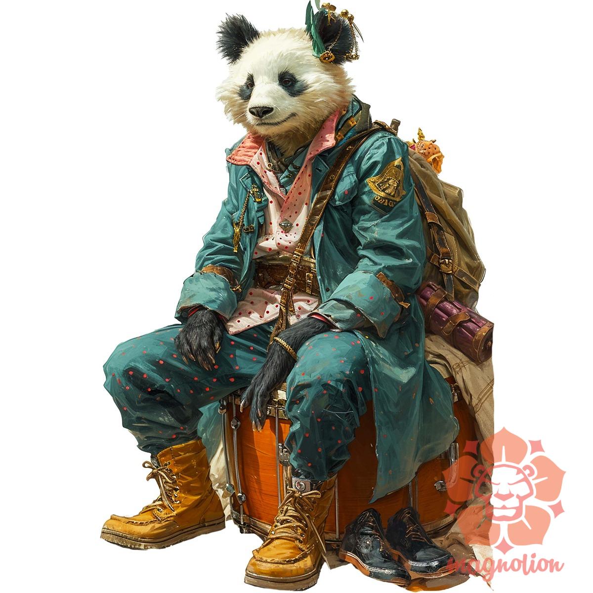 Antropromorf zenész panda v2 egyedi póló 