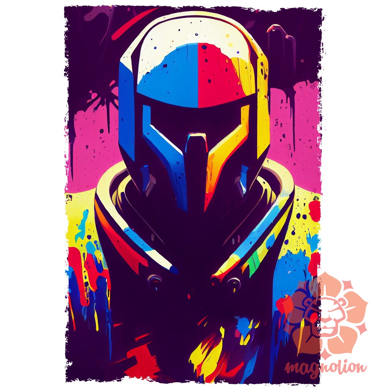 Elmosódott Mandalorian fanart egyedi póló 