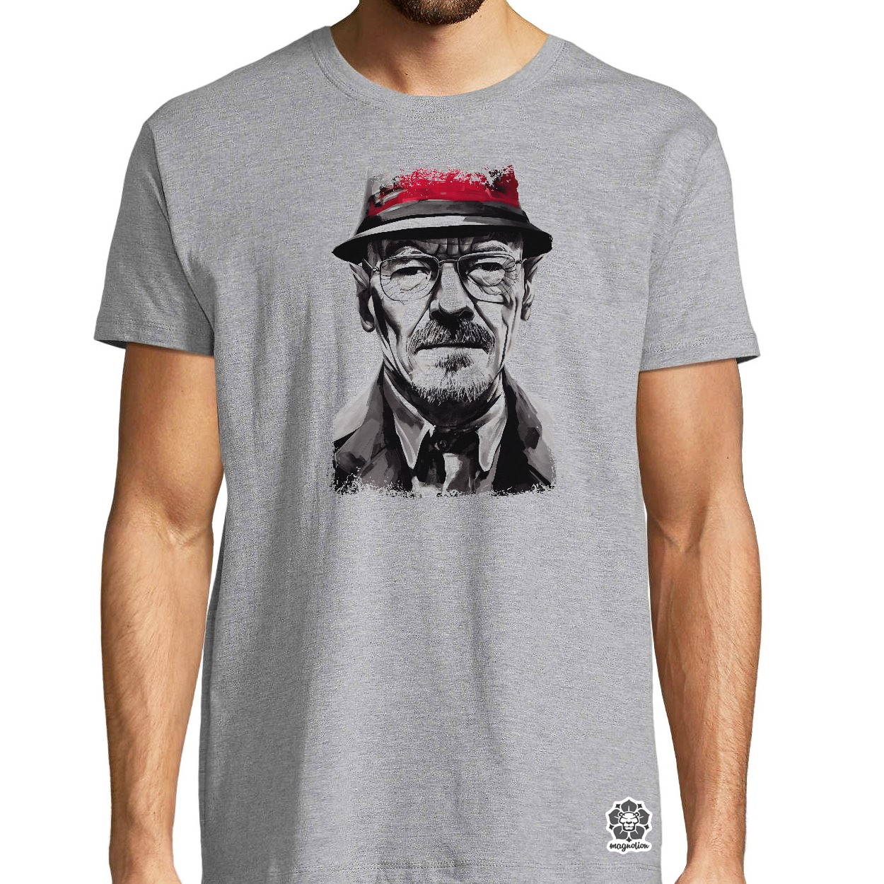 Fekete-piros Mr White rajz egyedi póló 