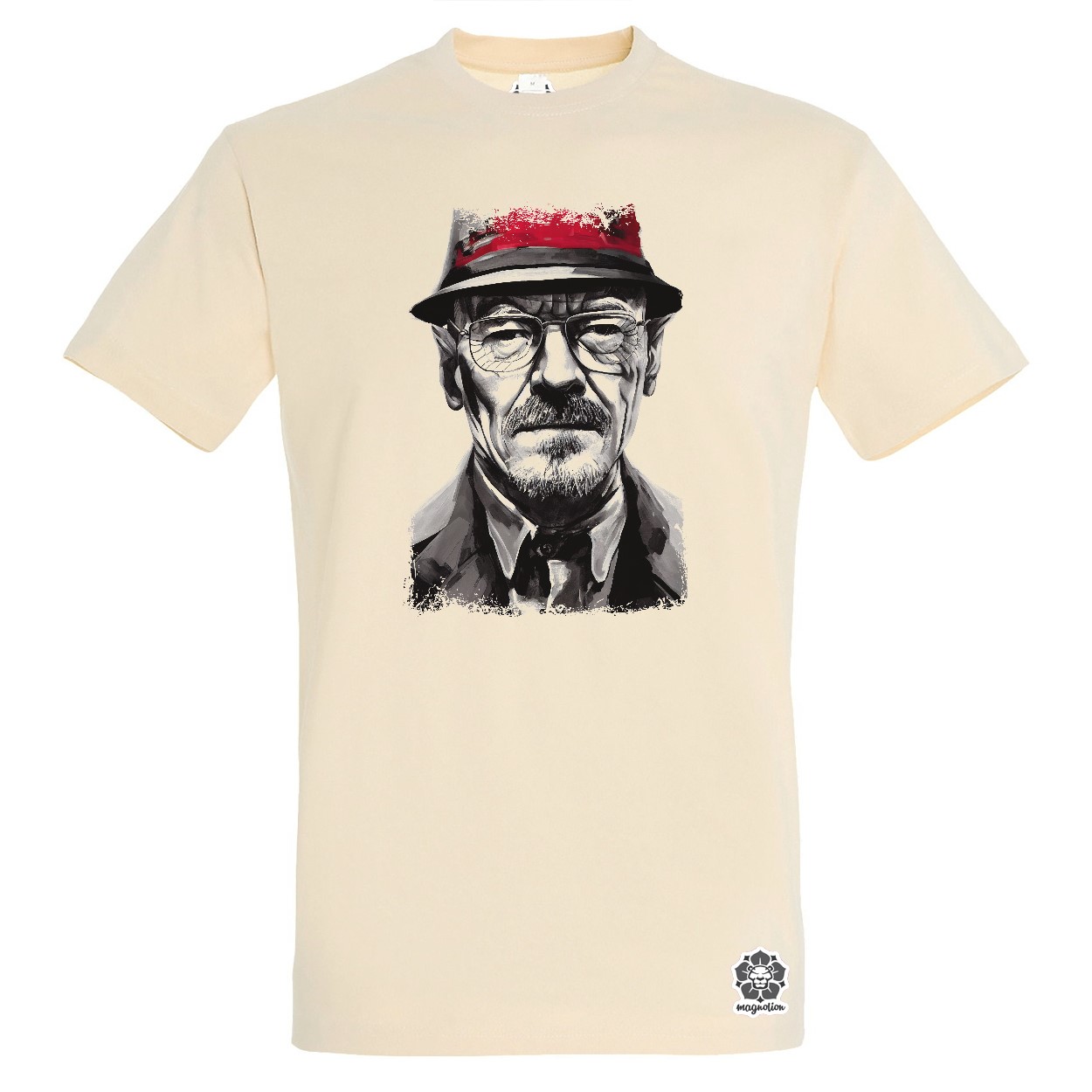 Fekete-piros Mr White rajz egyedi póló 