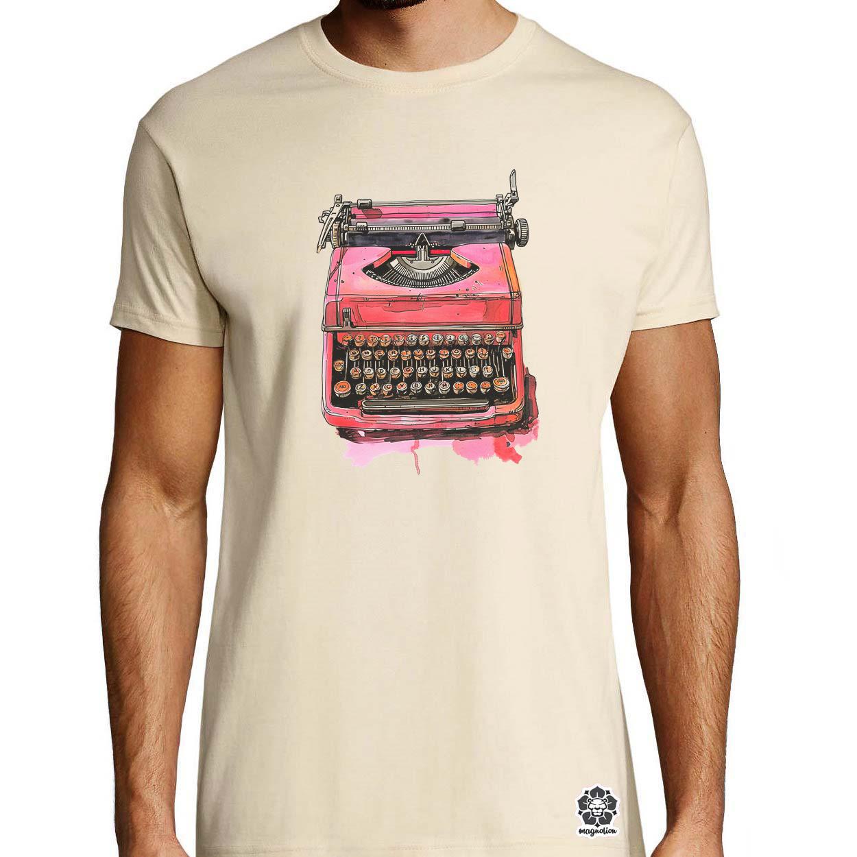 Vintage pink írógép egyedi póló 