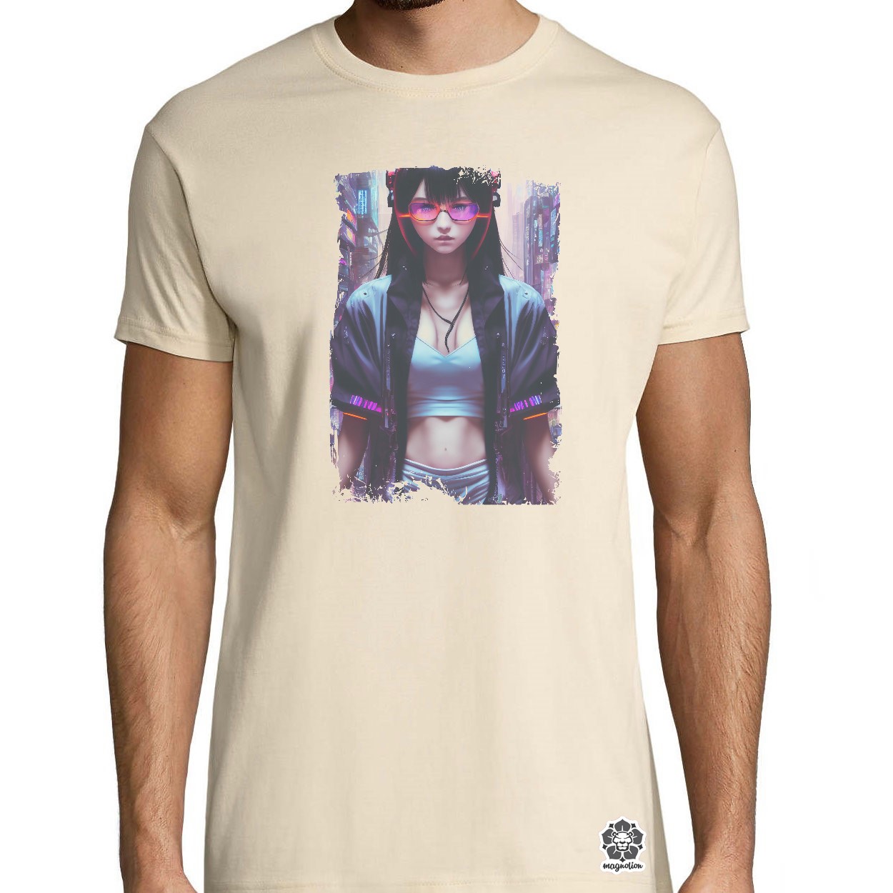 Anime cyberpunk lány egyedi póló 