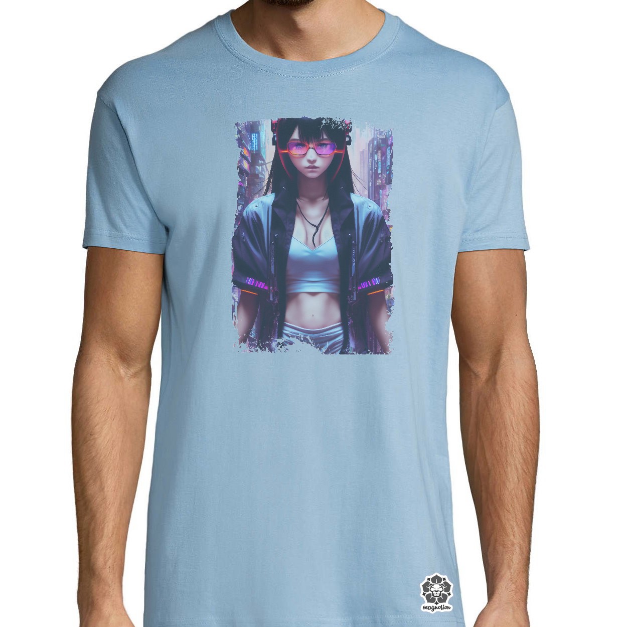 Anime cyberpunk lány egyedi póló 