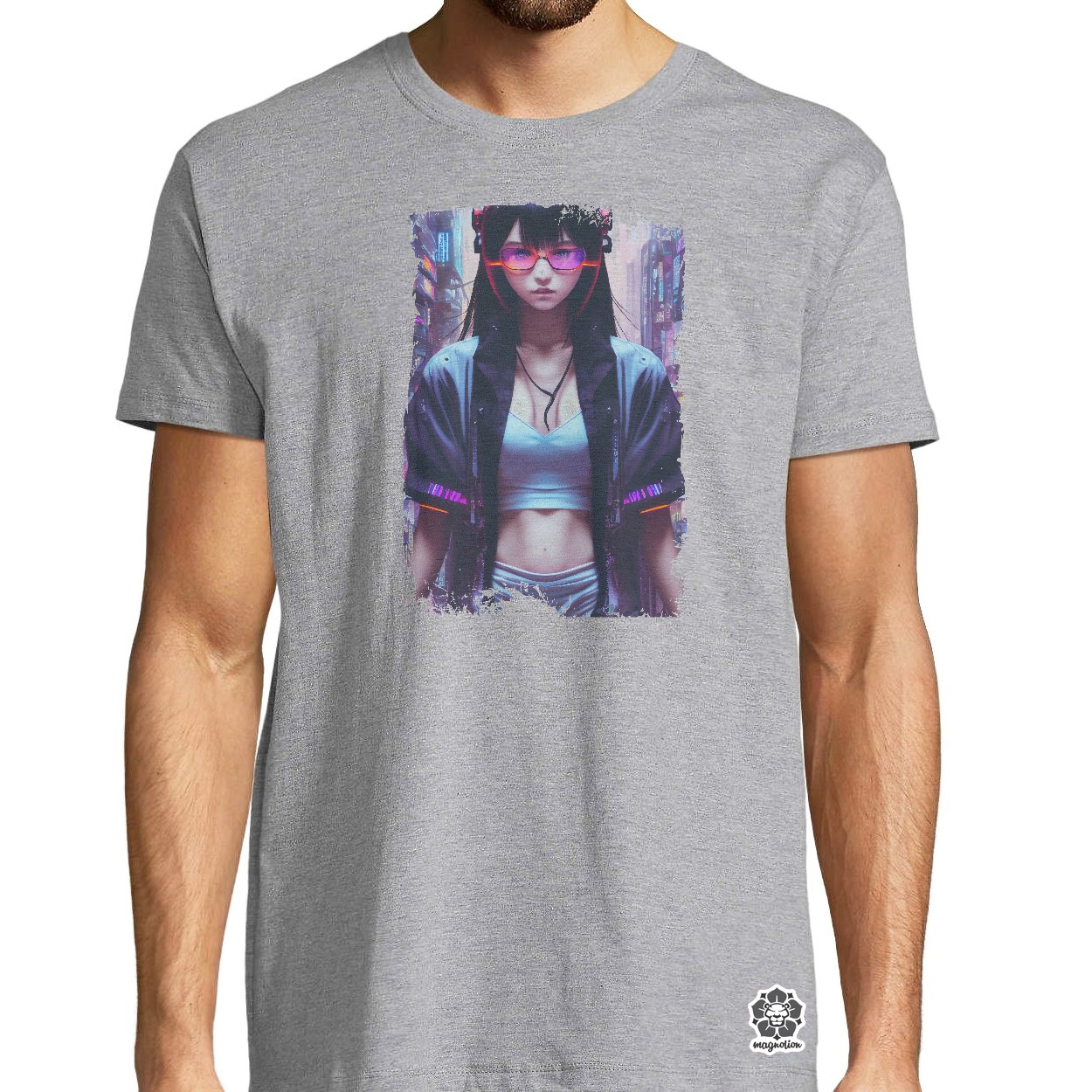 Anime cyberpunk lány egyedi póló 
