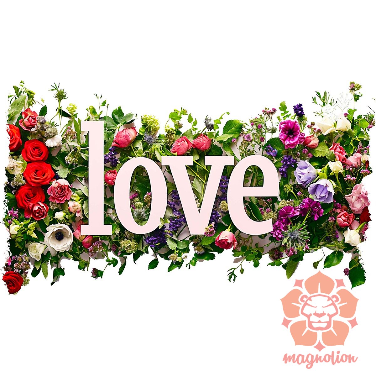 LOVE és virágok v1 egyedi póló 