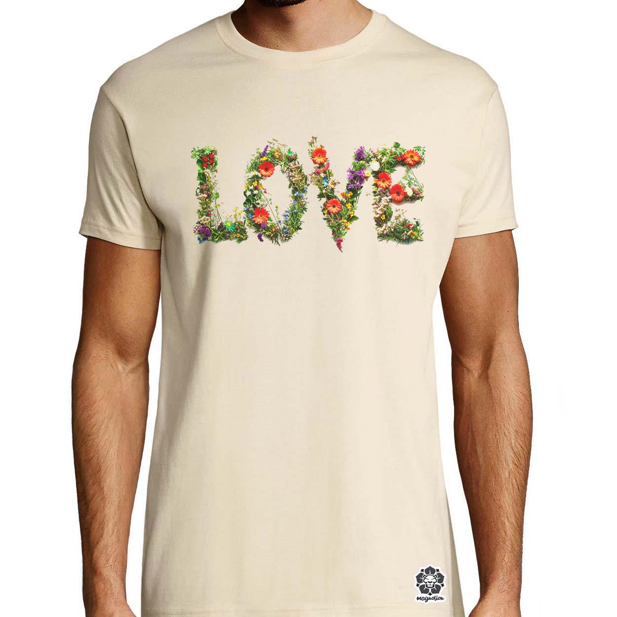 LOVE és virágok v3 egyedi póló 