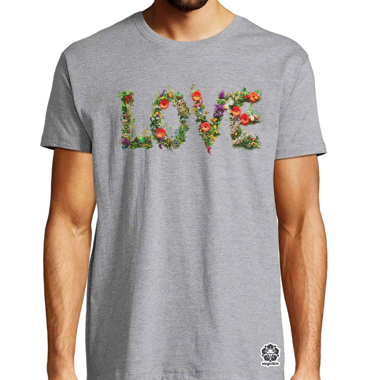 LOVE és virágok v3 egyedi póló 