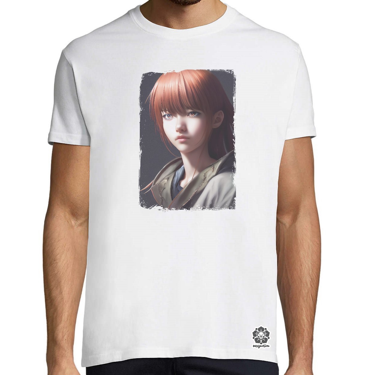Barna hajú anime lány egyedi póló 