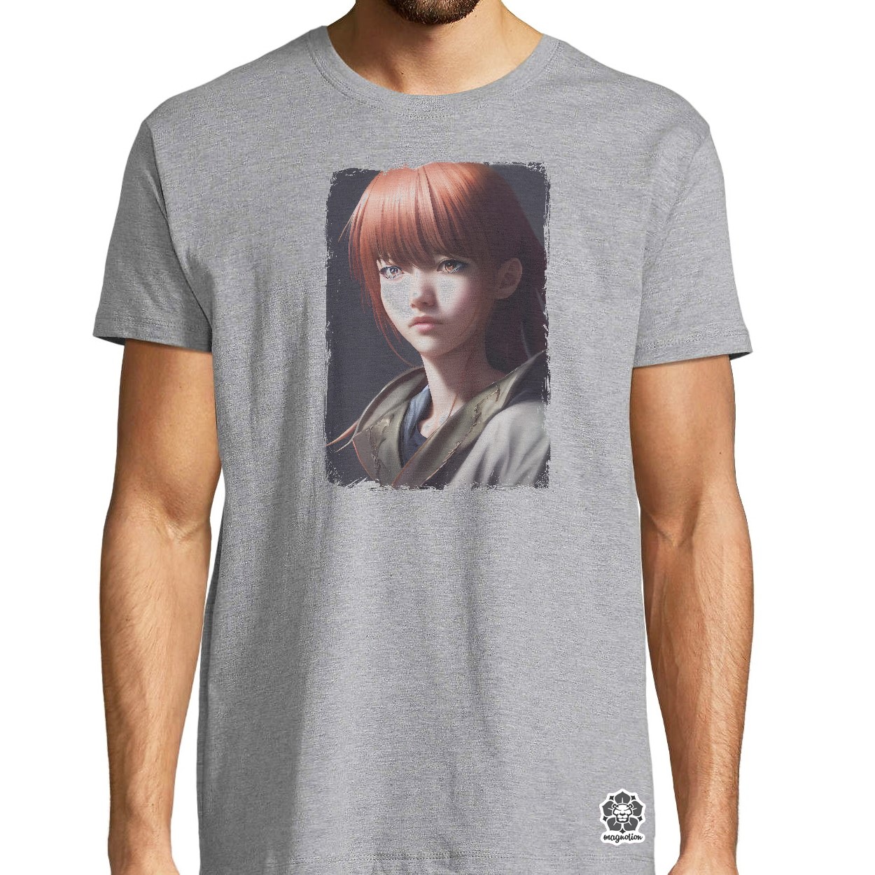 Barna hajú anime lány egyedi póló 