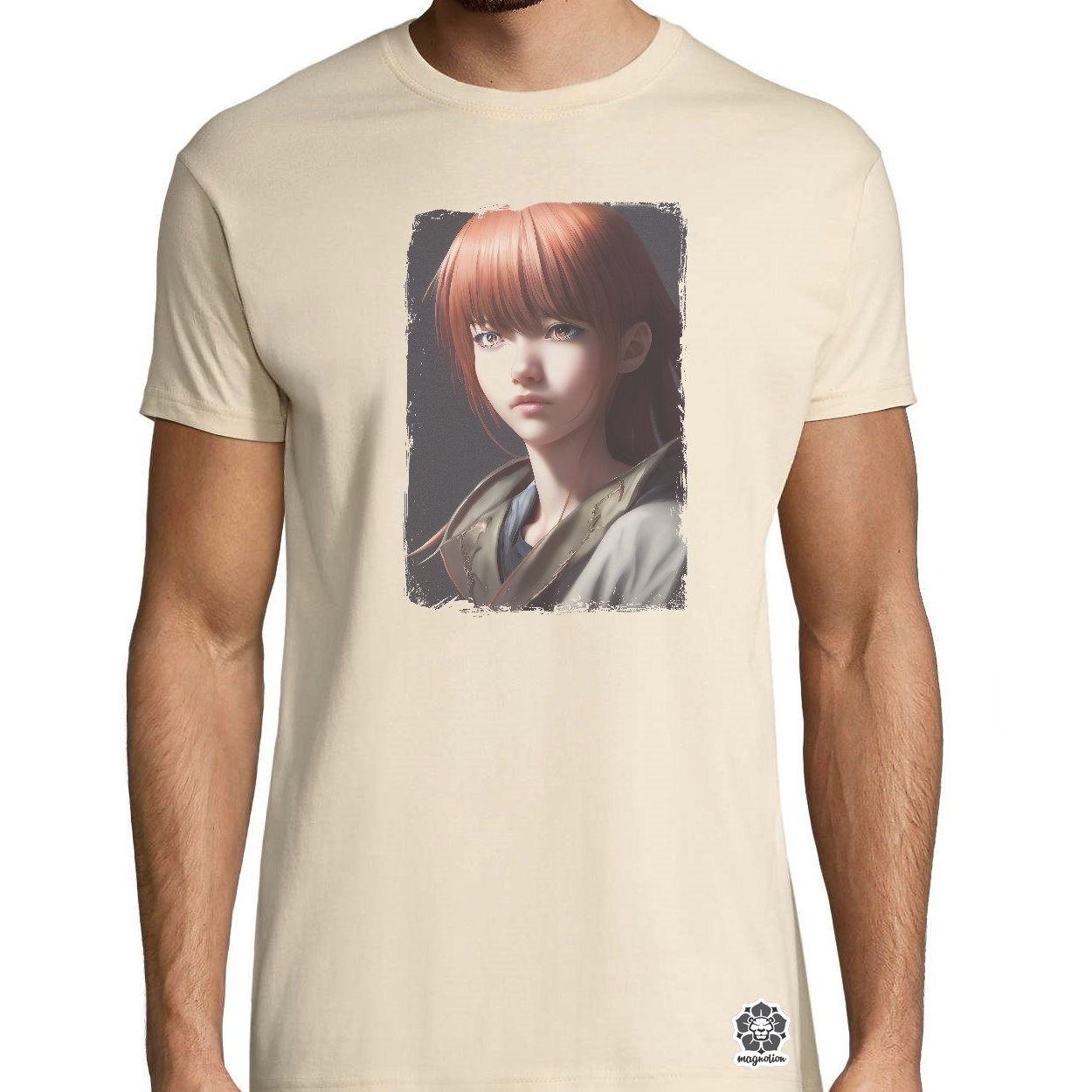 Barna hajú anime lány egyedi póló 