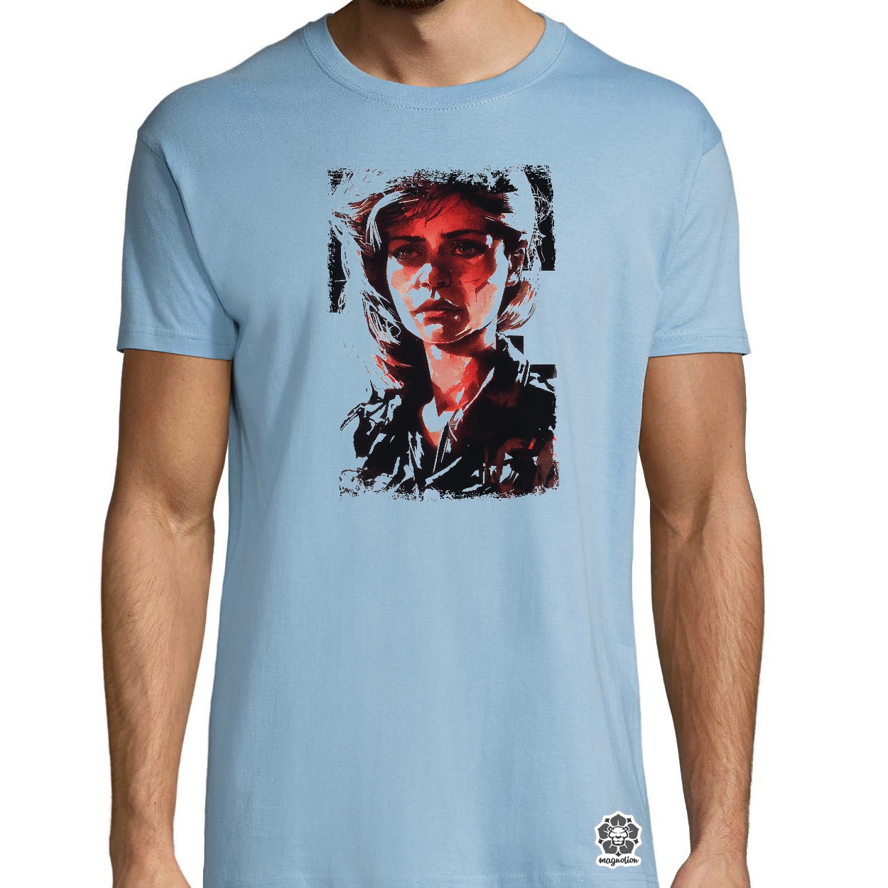 Fekete-piros Sarah Connor rajz v2 egyedi póló 