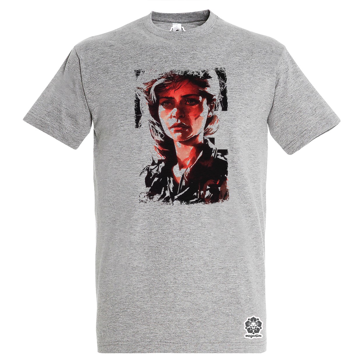Fekete-piros Sarah Connor rajz v2 egyedi póló 