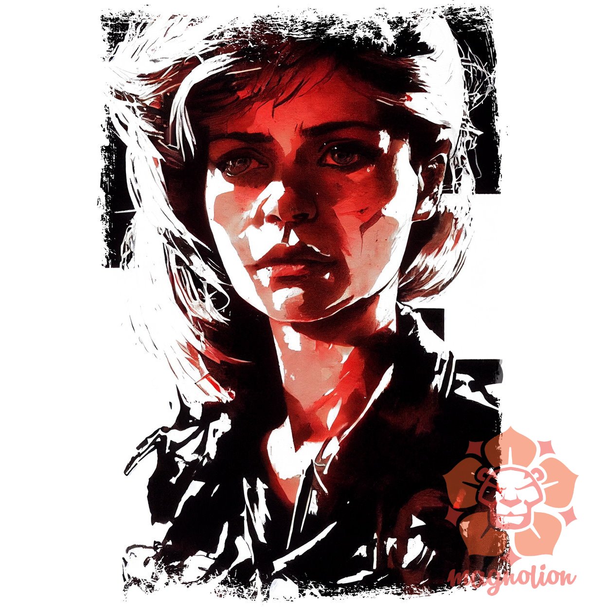 Fekete-piros Sarah Connor rajz v2 egyedi póló 
