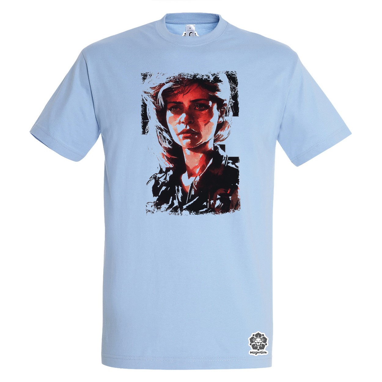 Fekete-piros Sarah Connor rajz v2 egyedi póló 