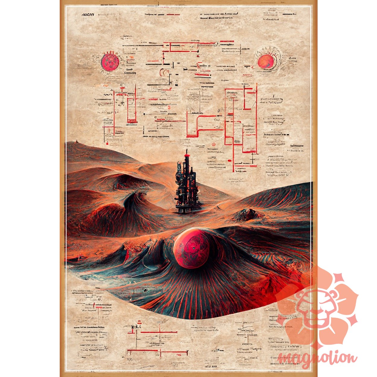 Belső térkép Dune 4/4 egyedi póló 