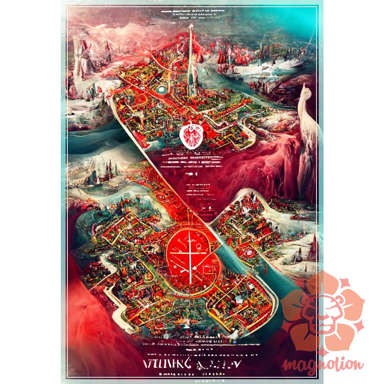 Belső térkép Viking város norvég Kattegat 4/1 egyedi póló 