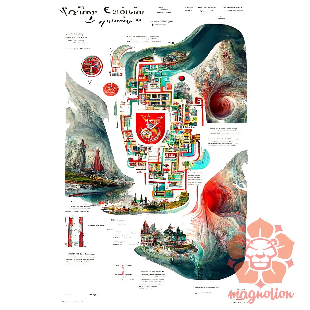 Belső térkép Viking város norvég Kattegat 4/4 egyedi póló 