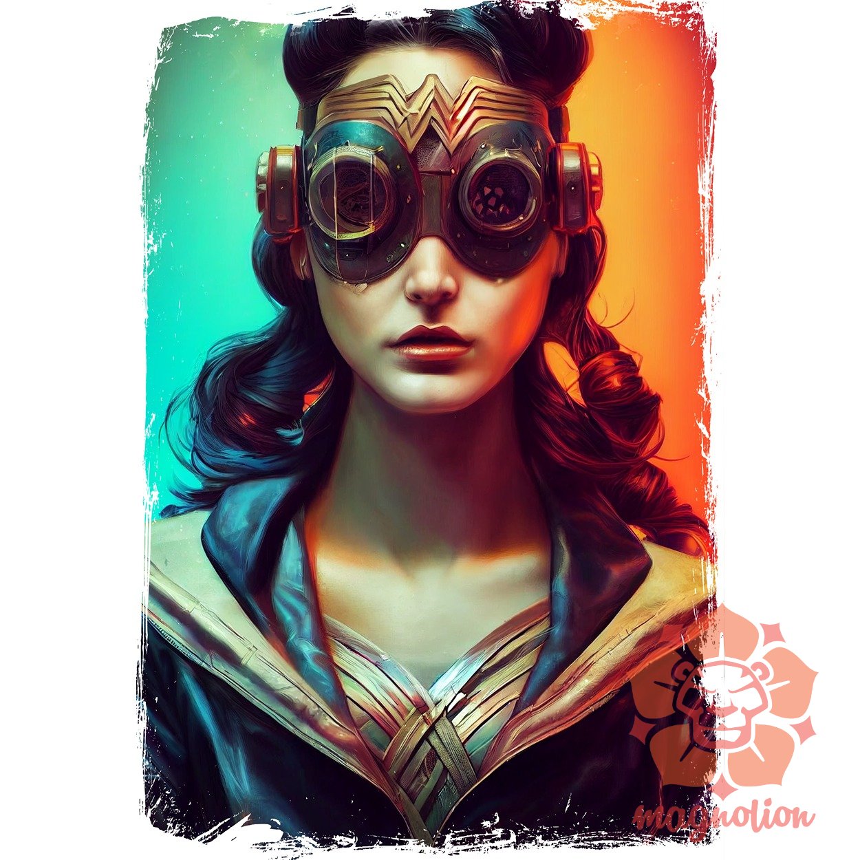 Steampunk Csodanő portré v1 egyedi póló 