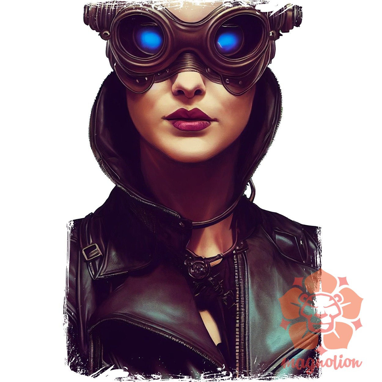 Steampunk Macskanő portré v2 egyedi póló 