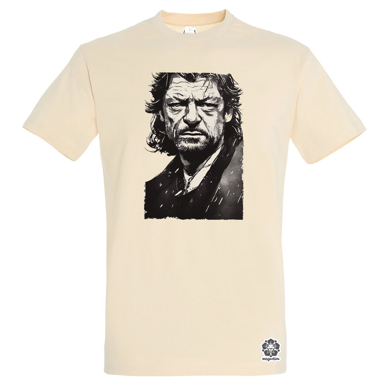 Fekete-fehér Eddard Ned Stark rajz egyedi póló 