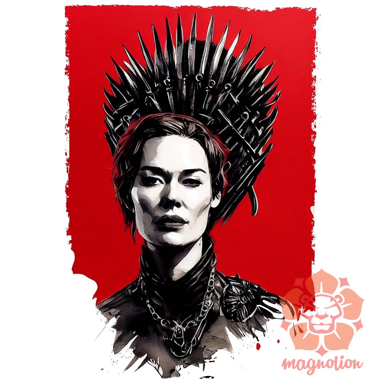 Fekete-piros Cersei Lannister rajz egyedi póló 