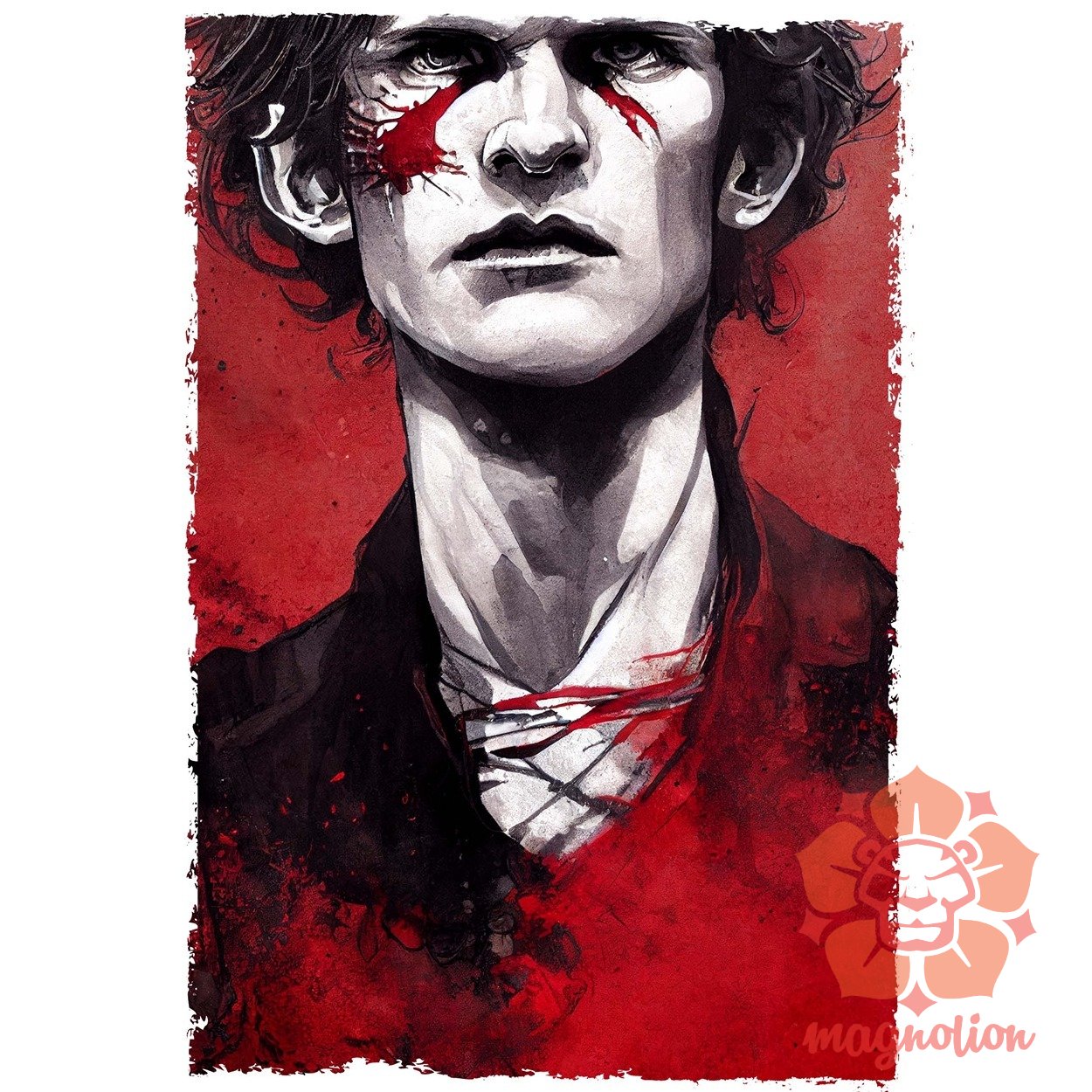 Fekete-piros Daemon Targaryen rajz v2 egyedi póló 